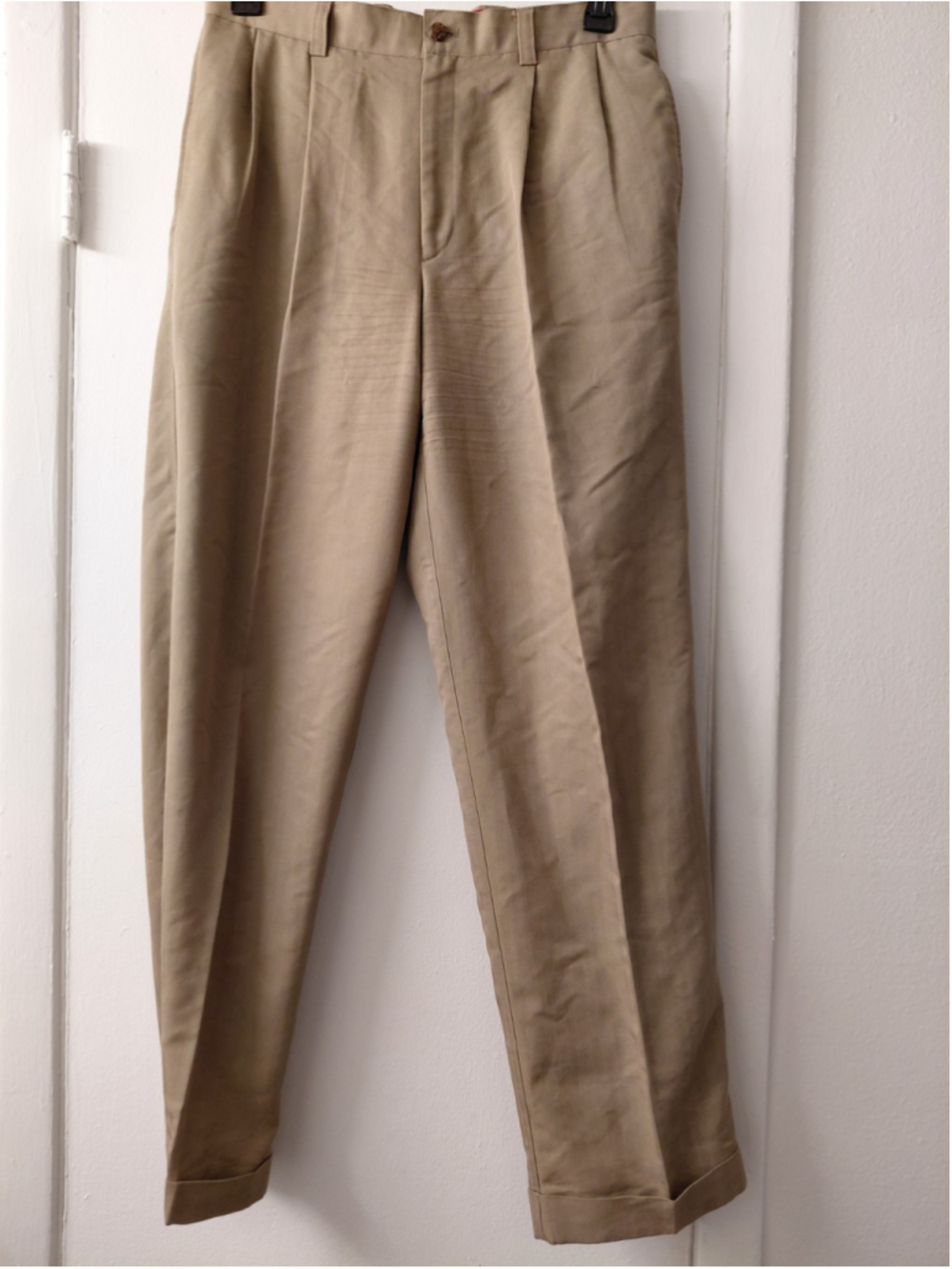 Men's Louis Raphael Rossi Red Wool Blend 33x32 Khaki 90's Dress Pants